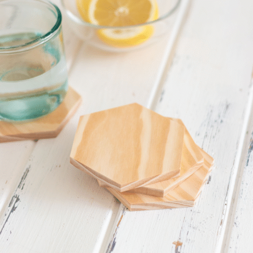 Hexagon Wooden Coaster Set (6 pcs)
